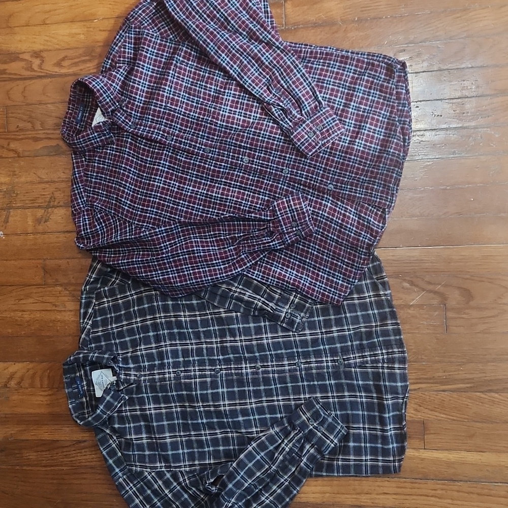 2 St. John's Bay Classic Fit Flannel Shirts